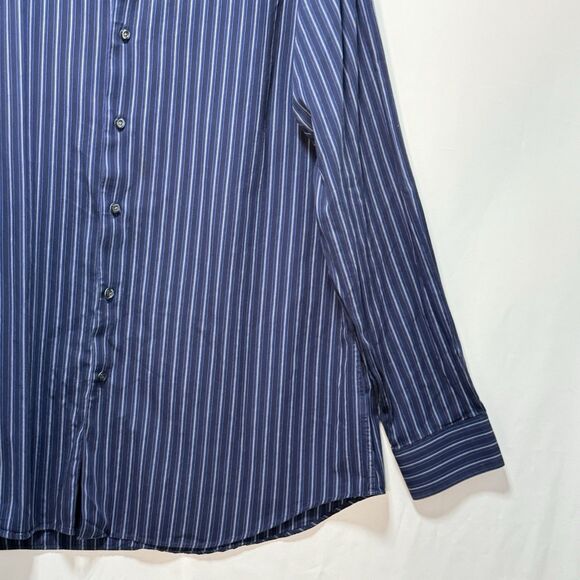 Mens Apt 9 Button Up Casual Shirt - Long Sleeve - Size XL Blue Striped - Picture 7 of 16
